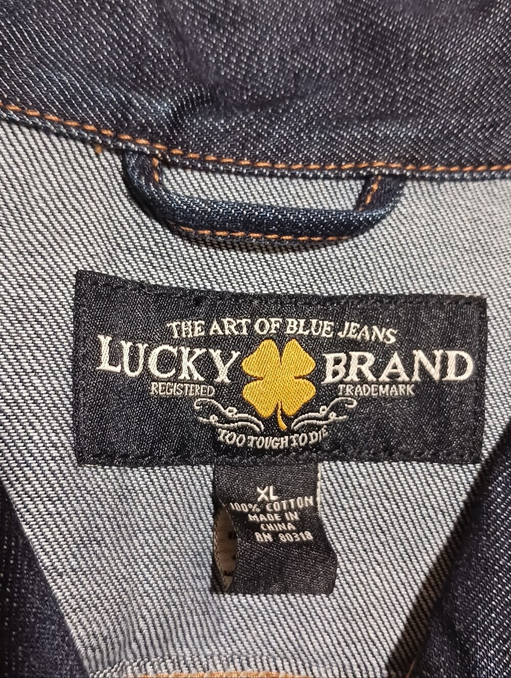 Lucky Brand Y2K Adelaide Denim Trucker Jacket Yin Yang Dark Resin Wash - Picture 8 of 10